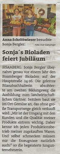 2018_10_03 Bezirksblatt 1Jahr Bioladen 200x508