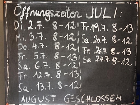Sommeröffnungszeiten 2019 450x338
